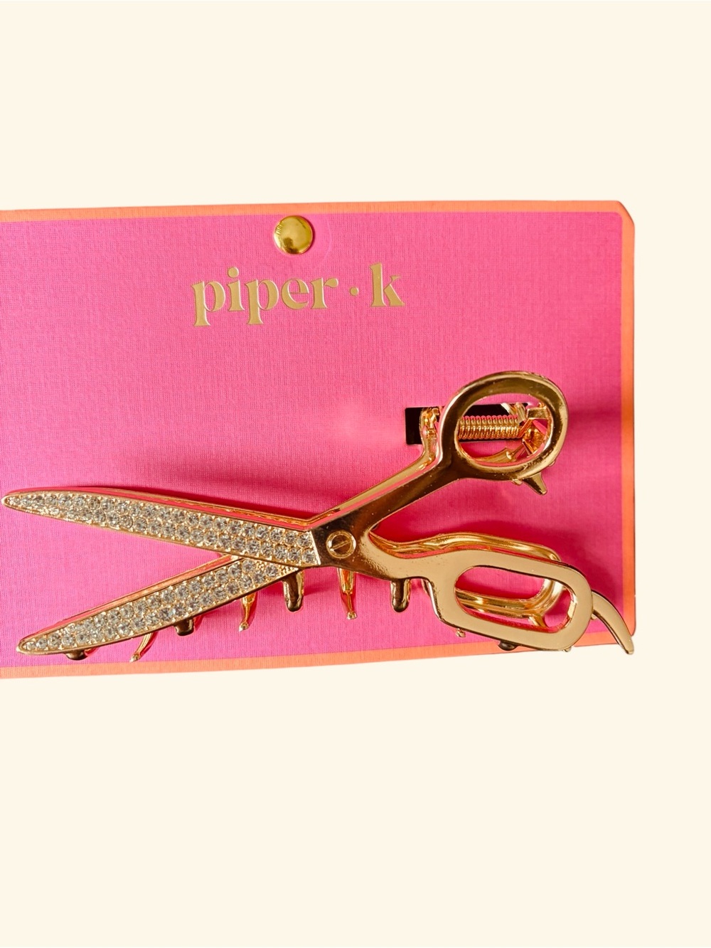 UNIQUE Piper K Gold Toned and Clear Crystal Scissor Hair Clip